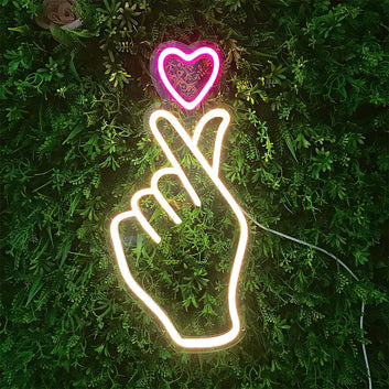 Finger Heart Love Neon Sign