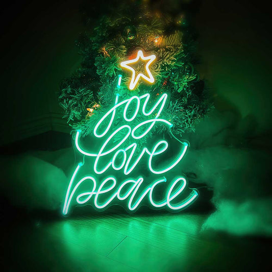 Joy Love Peace Christmas Tree Neon Signs