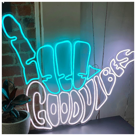 Good Vibes Shaka Neon Sign