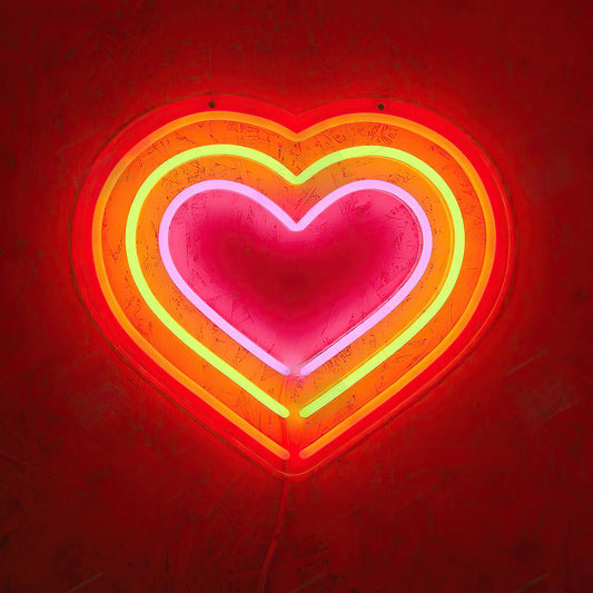 Rainbow Triple Heart Neon Sign