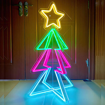 3D Colourful Christmas Tree Neon Sign