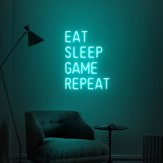 Eat Sleep Game Repeat Neon Sign