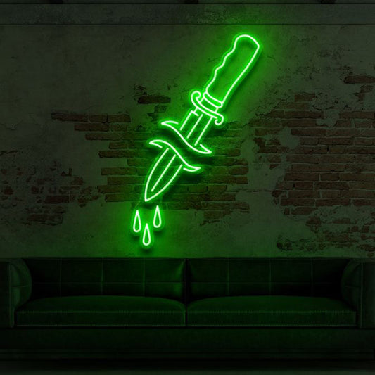 Dripping Dagger For Tattoo Studio Neon Sign