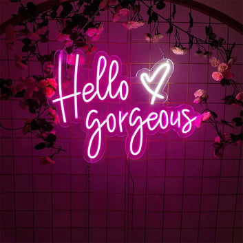 Hello Gorgeous Heart LED Neon Sign