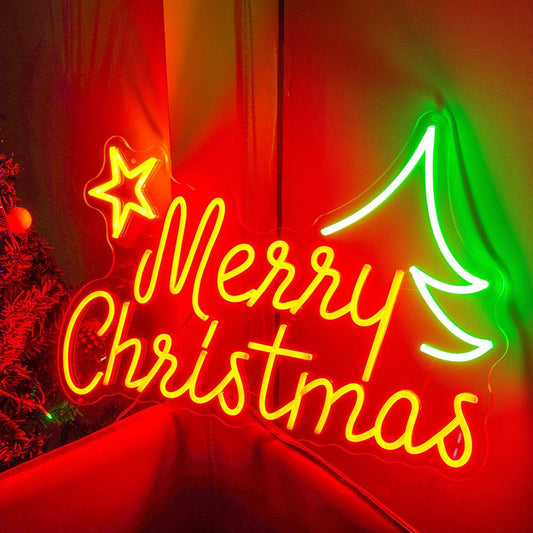 Merry Christmas Tree Neon Sign