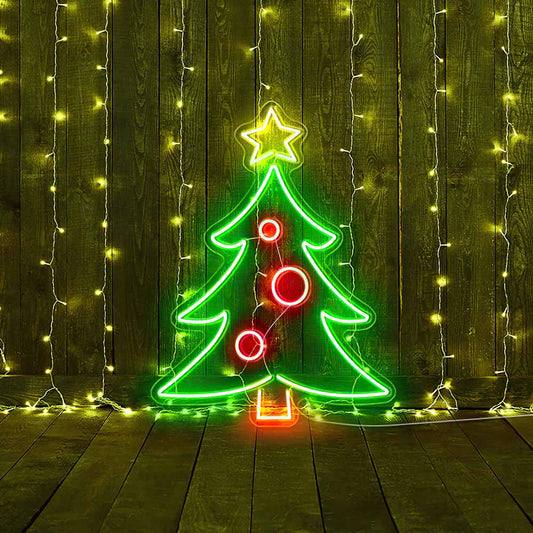 Multicolor Xmas Tree Star Neon Sign