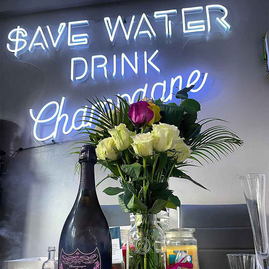 Save Water Drink Champagne Neon Sign