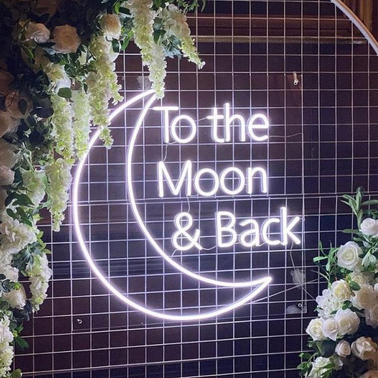 To The Moon and Back Wedding Neon Sign