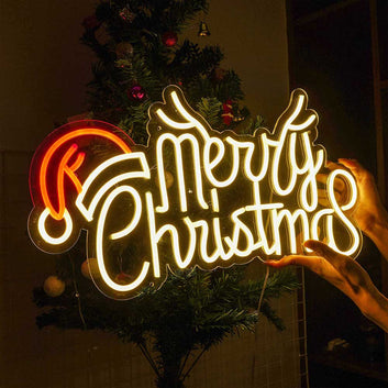 Merry Christmas Hat Neon Sign