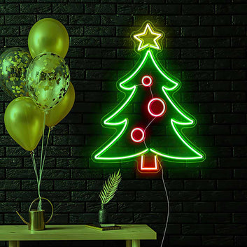 Multicolor Xmas Tree Star Neon Sign